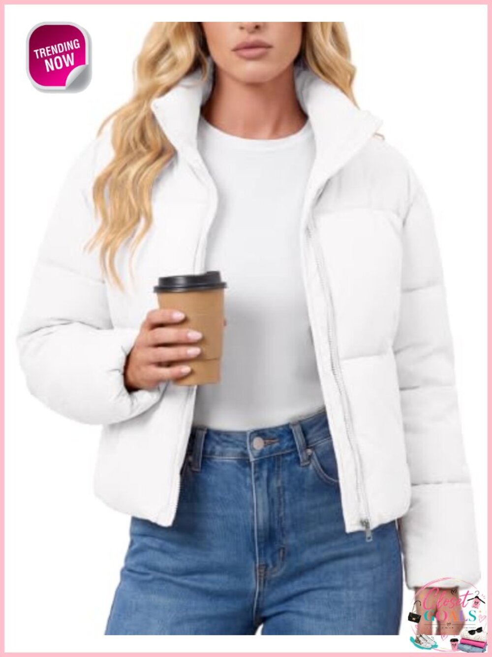 Cropped Quilted Puffer Jacket Women's Short Warm Winter Coat